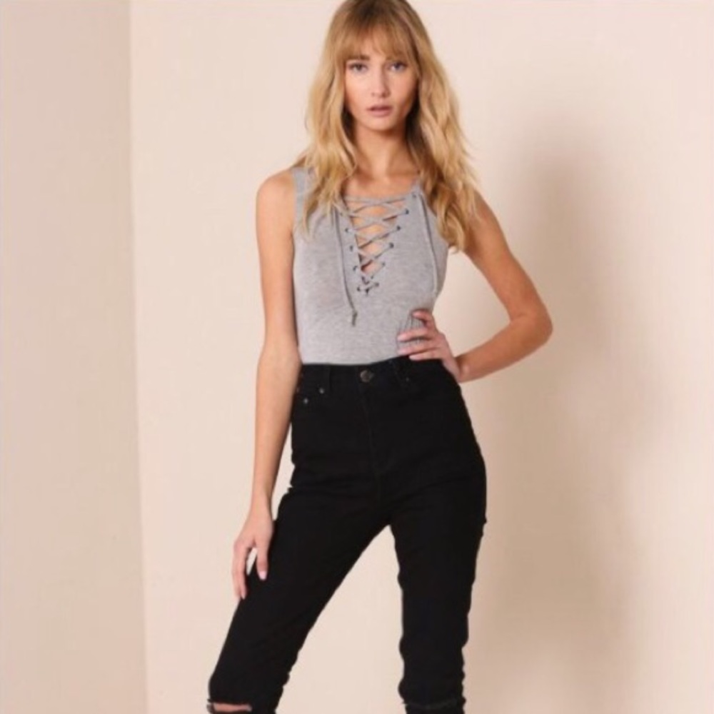 Sexy Lace-Up Sleeveless Bodysuit